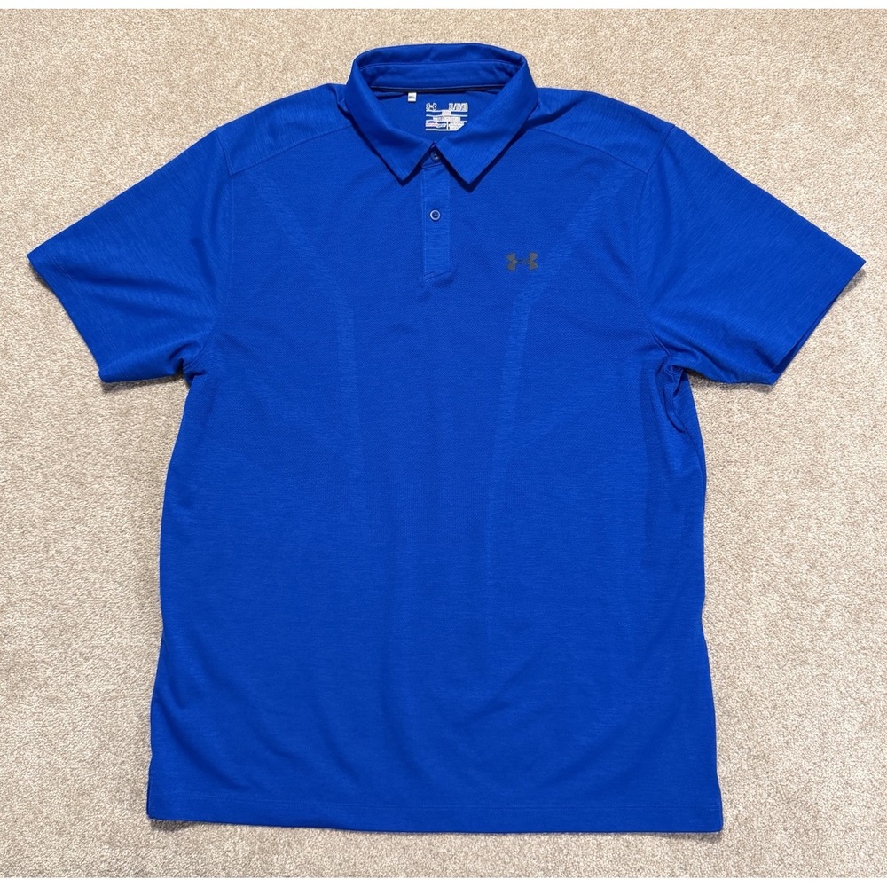 Under Armour Heat Gear Polo Shirt‎ Men's Size XL Blue Excellent Condition